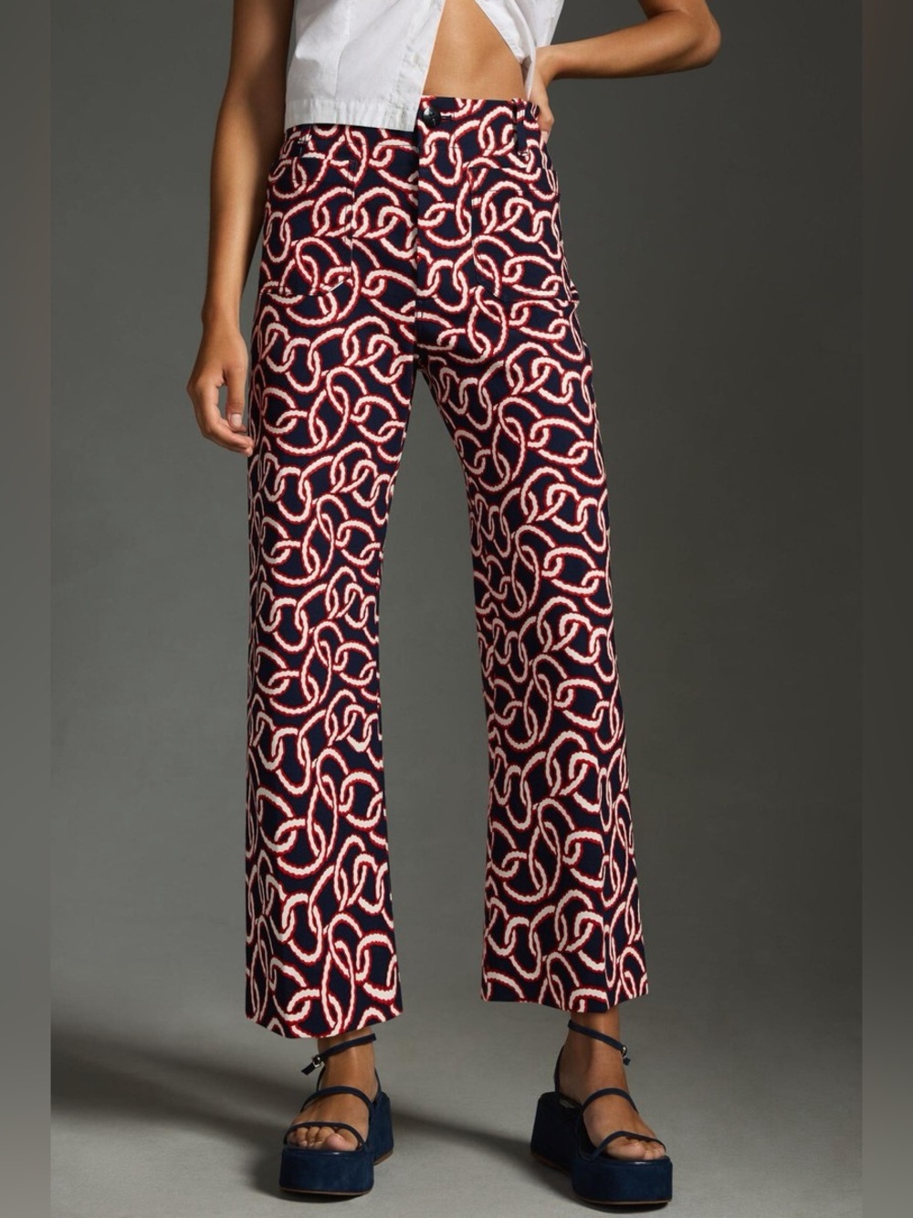 Anthropologie Maeve The Colette Crop Ponte Pant Link Print Size 27